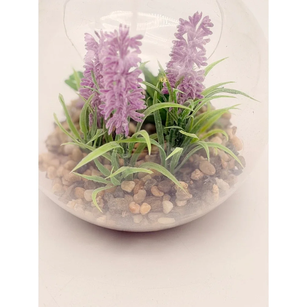Walgreens Hanging Glass Succulent Terrarium Artificial Lavender 4.5 Inch Orb